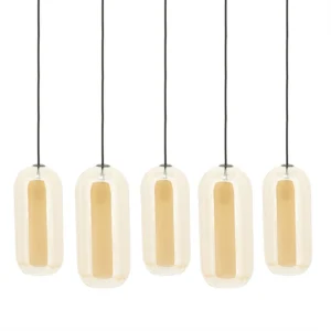 Shona 5-lichts Hanglamp amber