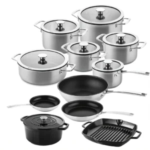 DUCQ Downdraft pannenset - 15 delig - met glazen deksels
